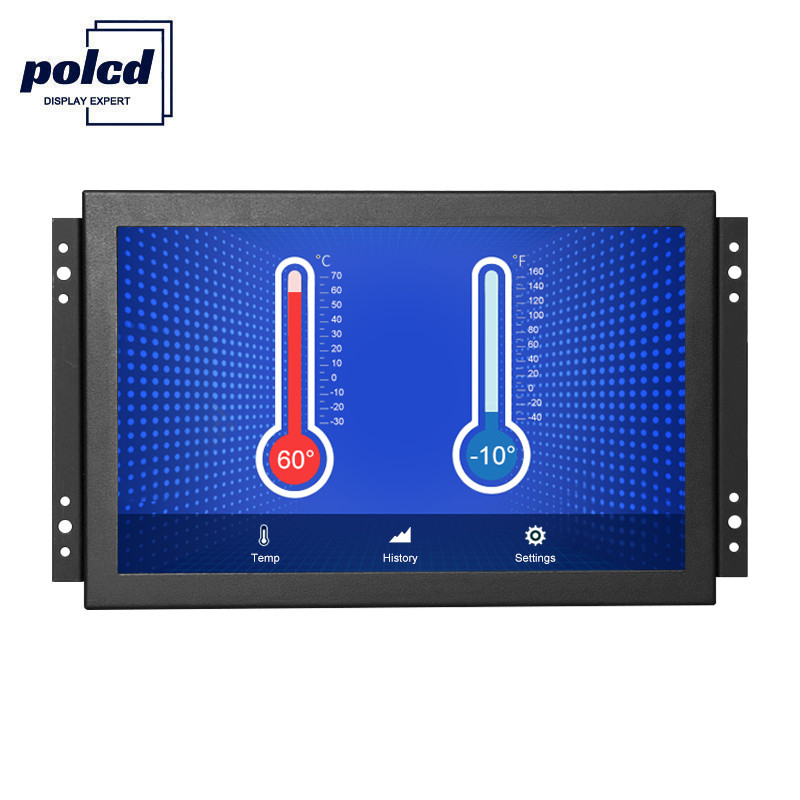 Polcd 10 بوصة تعمل باللمس شاشة TFT ، HDMI VGA LED الصناعية شاشة LCD مفتوحة الإطار