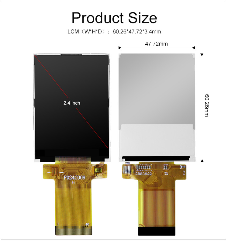 شاشة 2.4 بوصة TFT LCD ، وحدة ILI9341V 24pin SPI LCD لكاميرا الفيديو الصغيرة