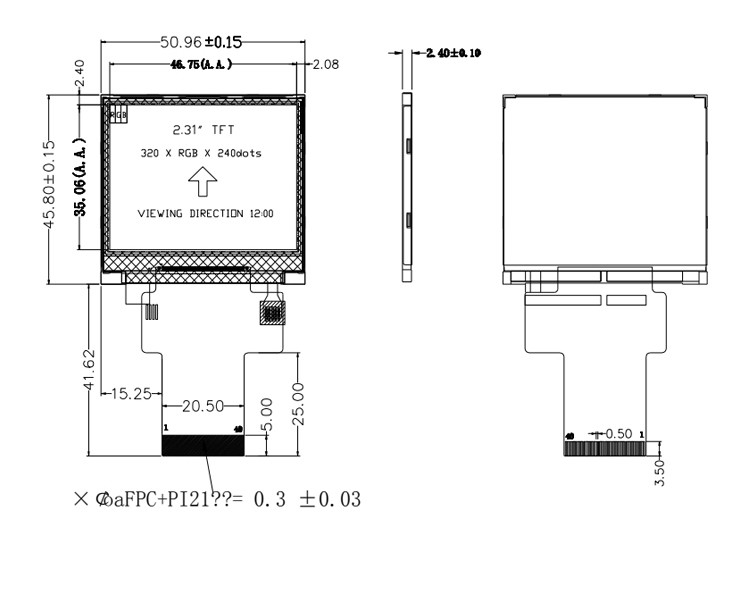 SPI ILI9342C منفذ تسلسلي نقط مصفوفة شاشة تعمل باللمس شاشة TFT 2.31 بوصة IPS LCD 320x240