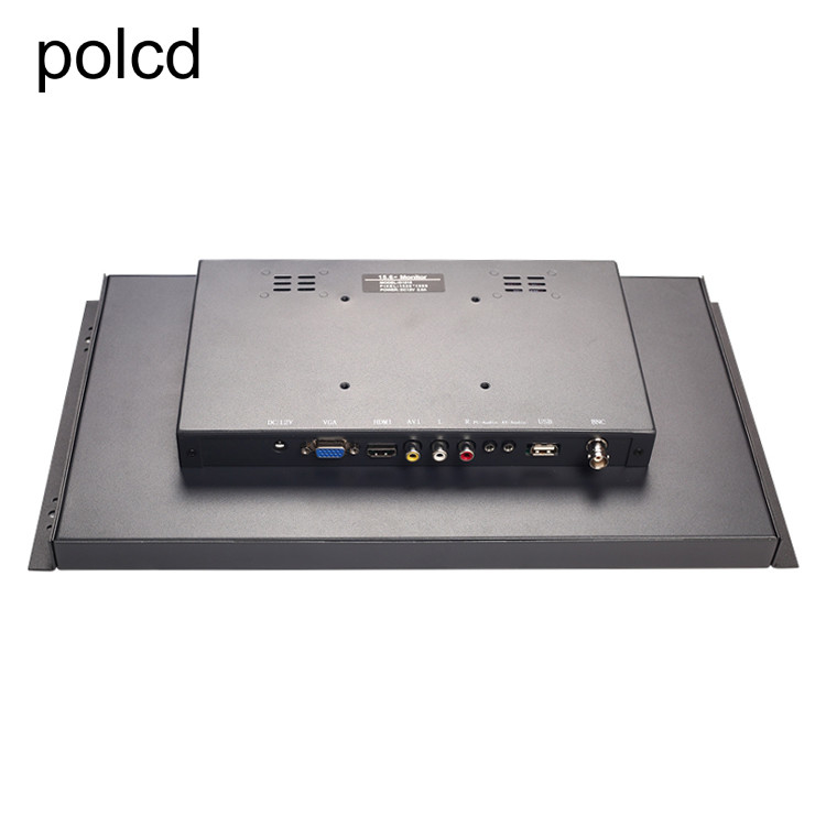 شاشة LCD معدنية مثبتة على الحائط من Polcd مقاس 15.6 بوصة ، منفذ IPS HDMI VGA الصناعي
