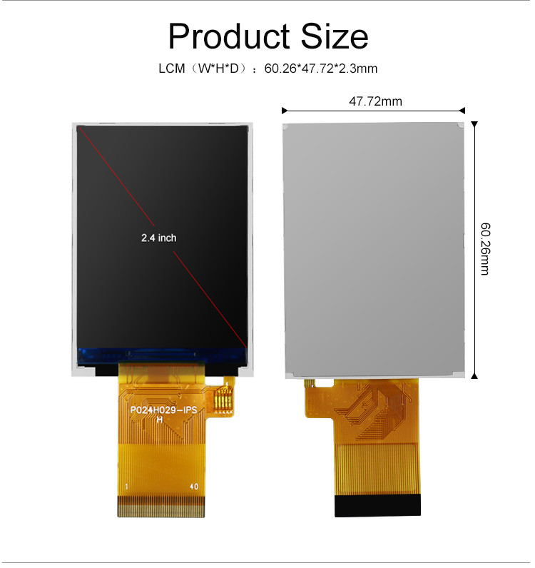 Polcd 350 Nit 2.4 Inch Tft Touch Screen 240x320 48.96mm MCU RGB واجهة شاشة عرض LCD