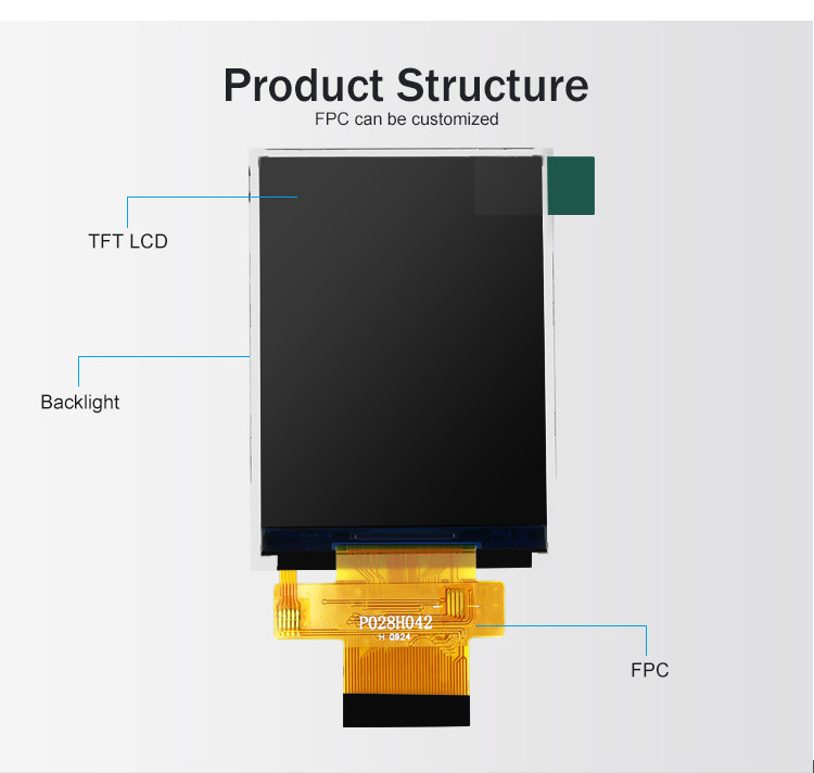Polcd MCU 8 Bit 2.8 Lcd Module 57.6mm Touch Screen Display Modul 12 0'CLOCK