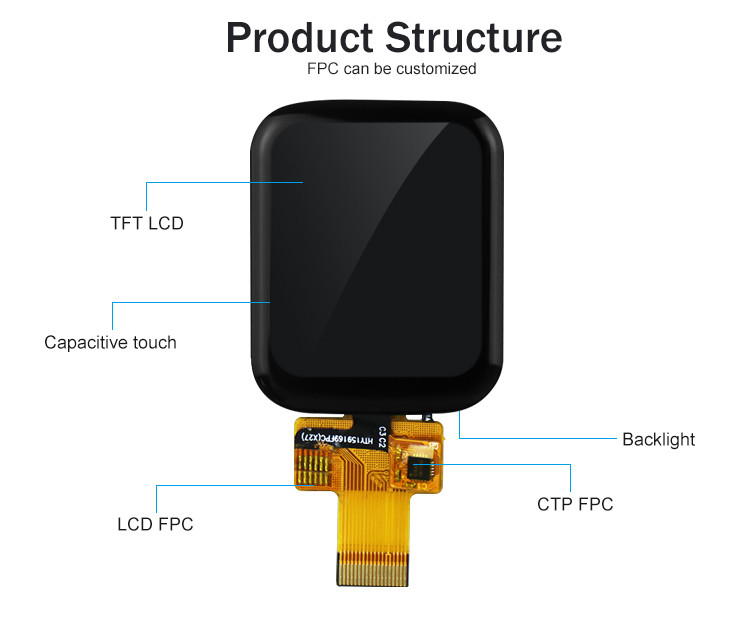 Polcd 1.69 بوصة 240x240 Ips Lcd ST7789V شاشة LCD صغيرة تعمل باللمس 4 خط SPI