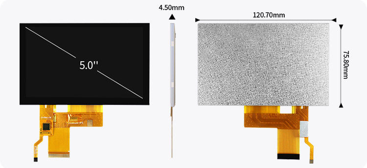 شاشة لمسة LCD ذات سعة 5 بوصات Tft عالية الوضوح 800x480 دقة Rgb واجهة Ips