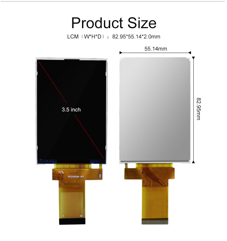 320x480 3.5 بوصة Tft شاشة LCD 18 بت متوازية واجهة Rgb حجم صغير