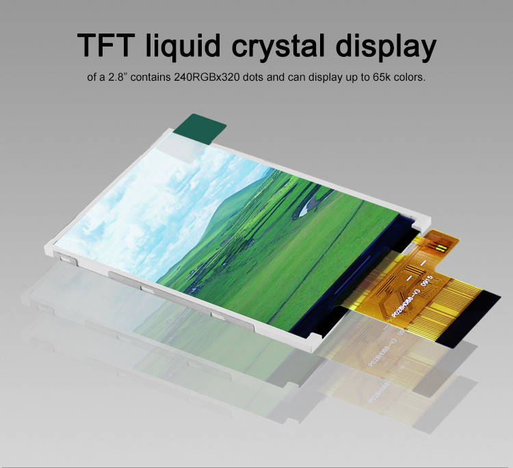 ألوان Polcd 265K 2.8 بوصة TFT Module 57.6mm عادة بيضاء واجهة SPI Module Lcd tft