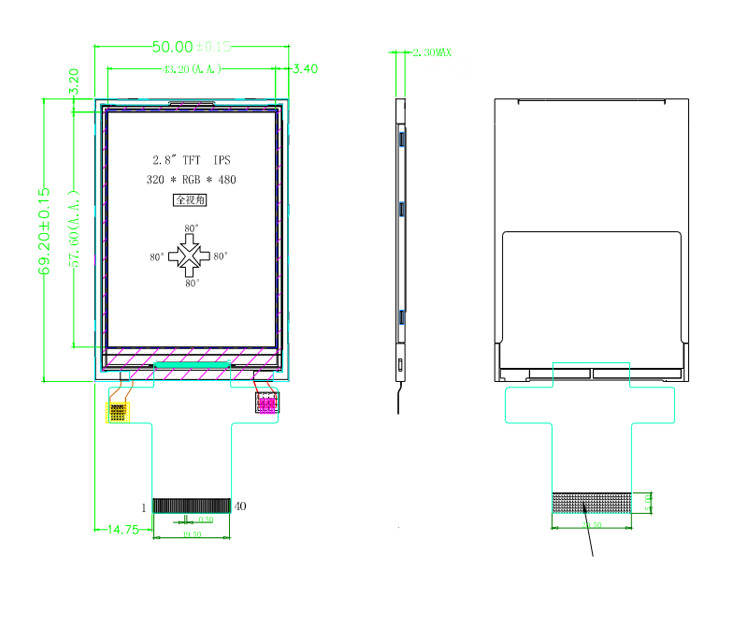 Polcd MCU 9 BIT 2.8 Inch Lcd Tft Display 240X320 Tft Color Screen Commercial