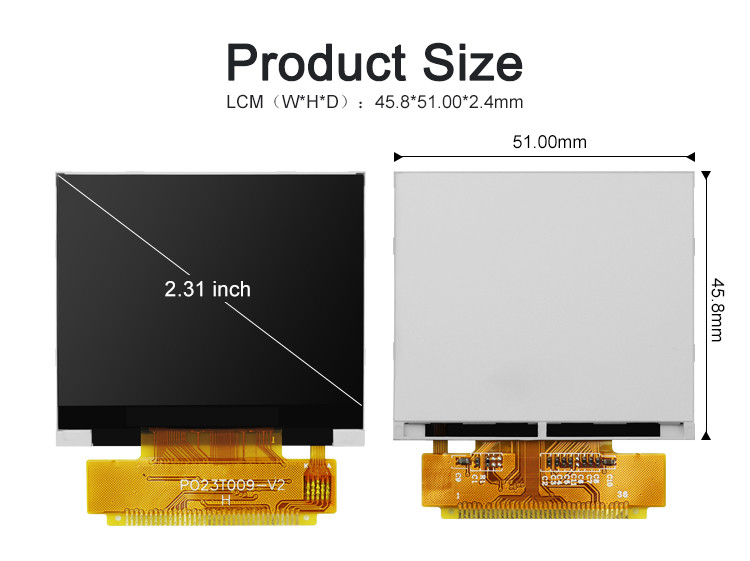 Polcd 2.31 بوصة 320x240 دقة 8080 واجهة MCU ILI9342C وحدة عرض LCD ملونة