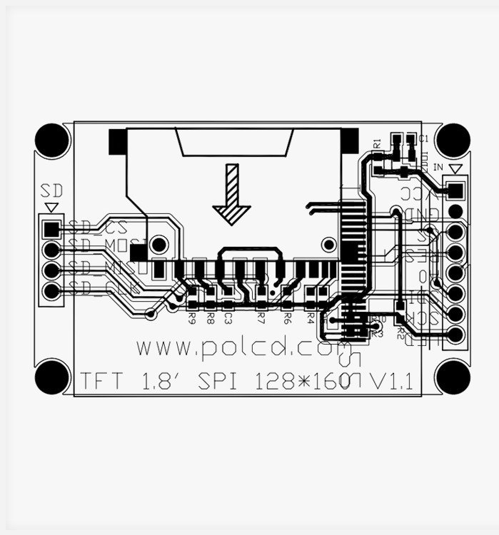 Polcd ST7262 1.77 بوصة 24 بت Lcd 128X160 TFT تعمل باللمس 300 Nit
