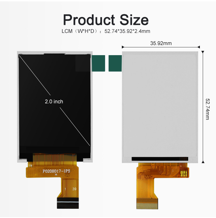 Polcd MCU 8 BIT 2 Inch Tft Display 30.6mm IPS TFT LCD Display