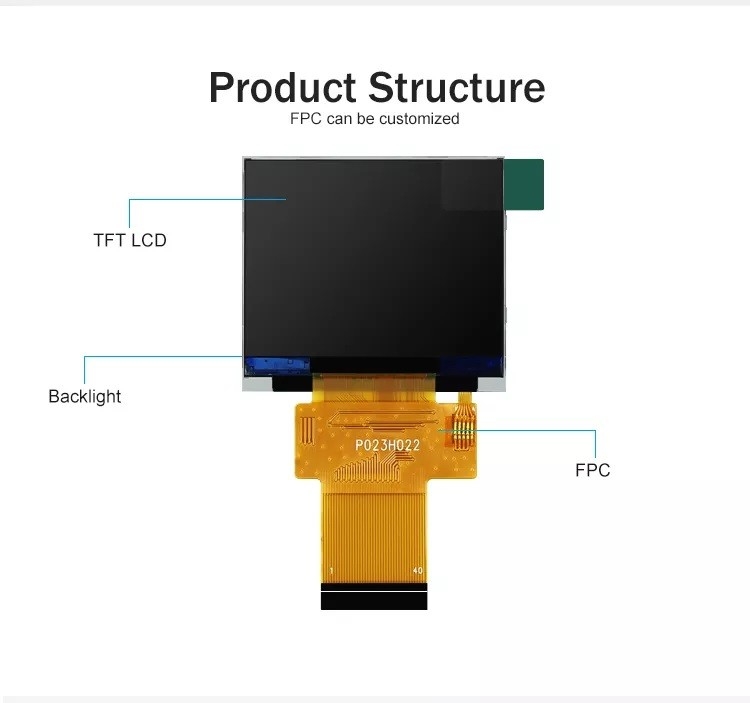 Polcd أسود 320*240 RGB TFT شاشة 18 بت سطوع مرتفع 2.31 بوصة لوحة LCD