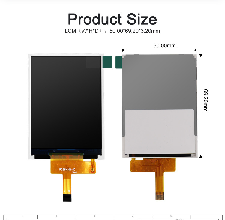 Polcd ST7789V 2.8 بوصة شاشة Ips 12 0'CLOCK TFT LCD Module ISO9001