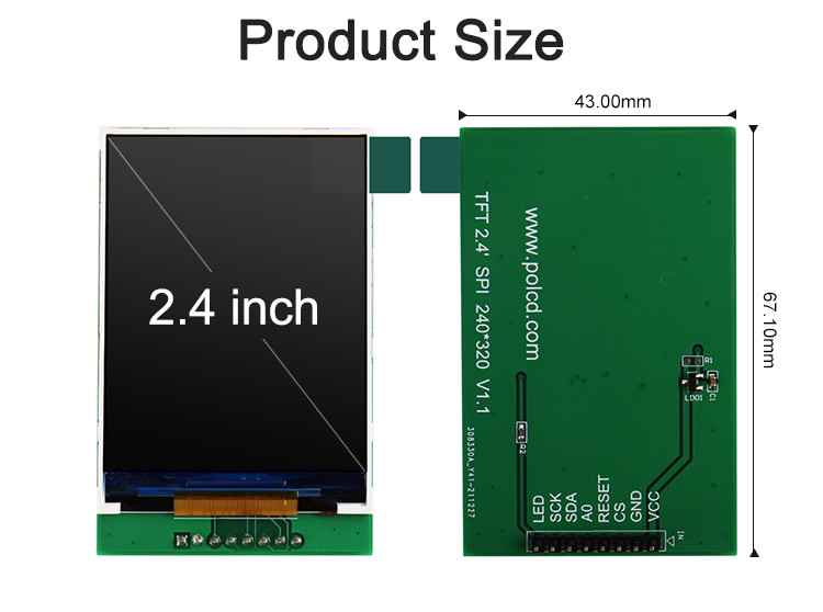 Polcd RoHS Color 262K Lcd Tft 2.4 بوصة ST7789V2 Tft Touch Panel