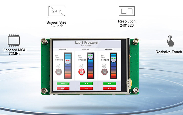 Polcd 2.4 بوصة Tft LCD Module 240*320 Hmi Uart Port Smart Lcd Display شاشة لمسة مقاومة صناعية