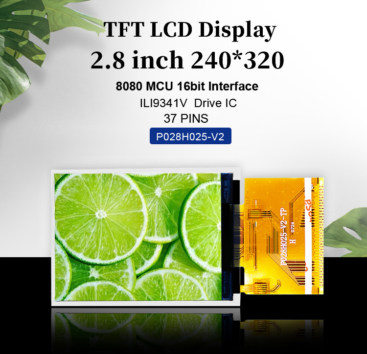 شاشة Polcd RoHS 2.8 بوصة عالية الدقة TFT 8080 MCU 16 بت شاشة TFT Lcd