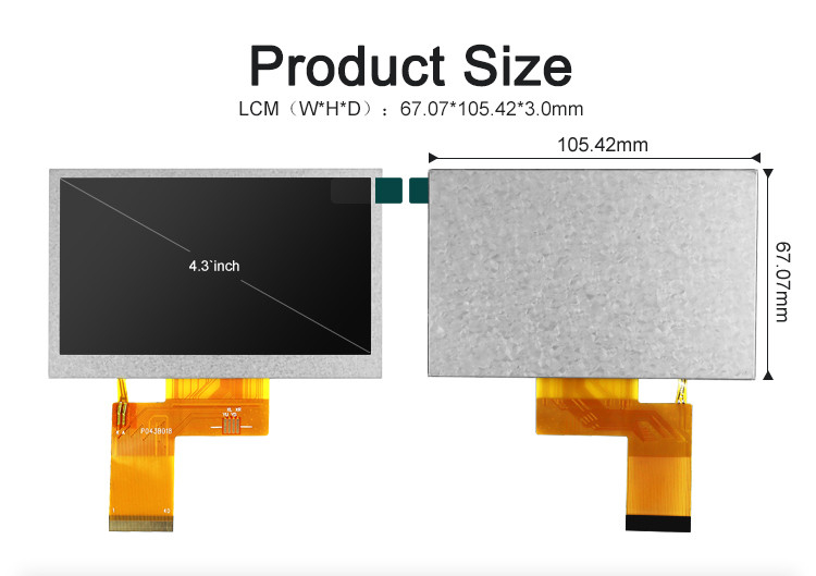 شاشة Polcd ST7262E43 الصغيرة Tft Lcd RGB 24 بت 4.3 بوصة Tft Lcd 800x480