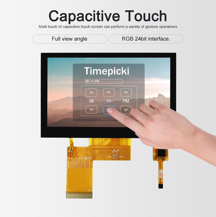 شاشة Polcd ST7262E43 4.3 بوصة Tft LCD 280 Nit LCD تعمل باللمس 800X480