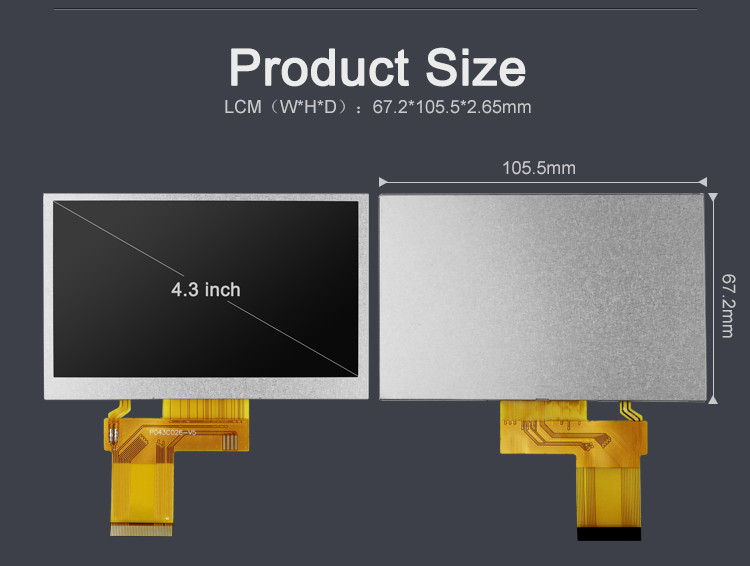Polcd مخصص 4.3 بوصة 480 * 272 لون RGB 8 بت ILI6485 محرك 40pin 4.3' TFT LCD Module