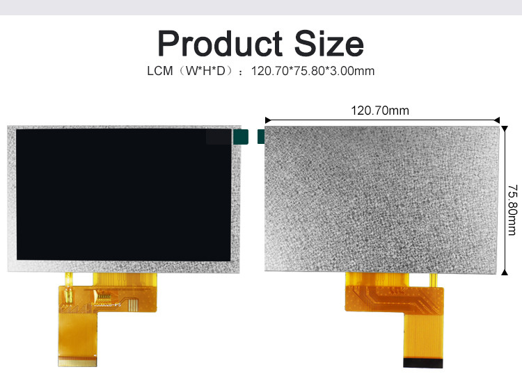 Polcd 800x480 5 بوصة شكل مربع شاشة LCD IPS عرض زاوية شاشة LCD 40pin ST7262 محرك TFT الوحدة