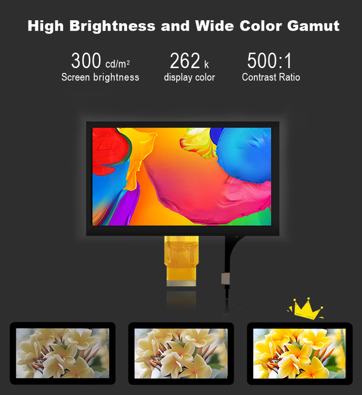 Polcd 7 بوصة وحدات LCD متوسطة الحجم 800 * 480 ضوء عالي شاشة TFT لمسية سعة