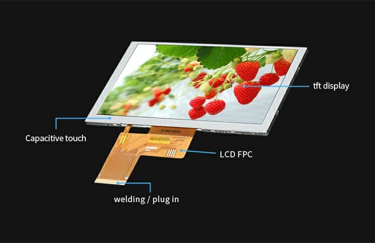 Polcd 5.0 بوصة TFT لوحة LCD 800 * 480 دقة 500nits واجهة RGB 5 