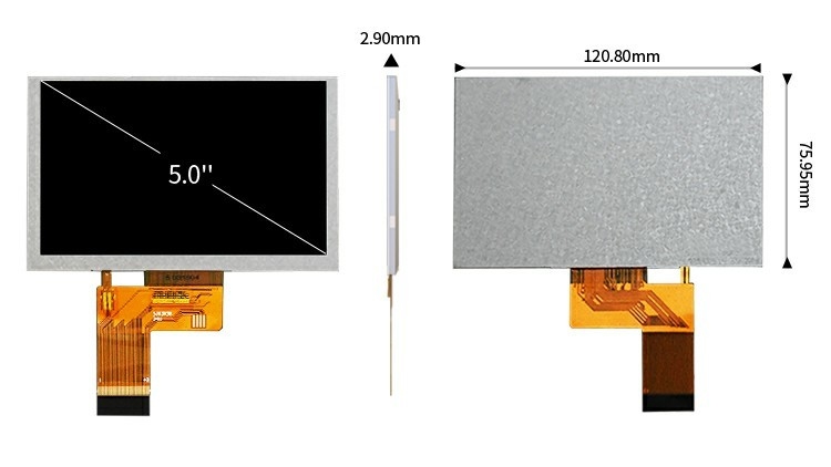 Polcd 5.0 بوصة TFT لوحة LCD 800 * 480 دقة 500nits واجهة RGB 5 