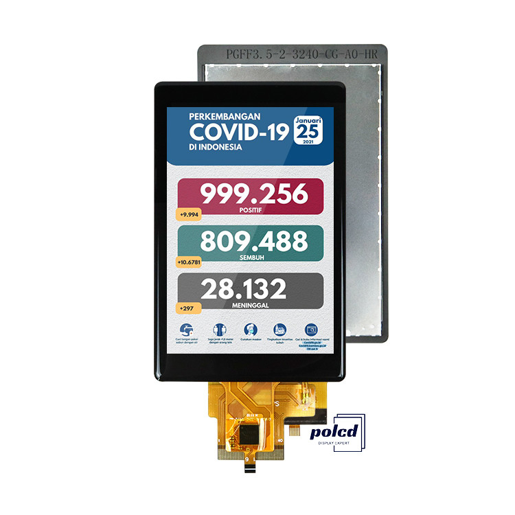 Polcd مخصص 3.5 بوصة 320x480 لوحة لمسة سعة 500nit ST7796U IPS Tft لوحة LCD
