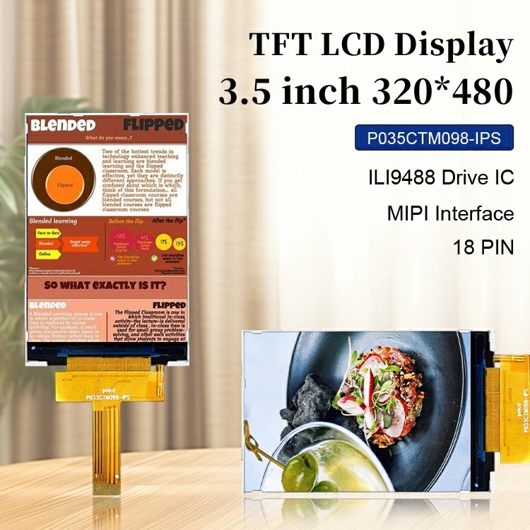 Polcd 3.5 بوصة 320x480 دقة 350 نيت واجهة Mipi ili9488 IC الرأسي نوع 3.5'' TFT وحدة عرض LCD