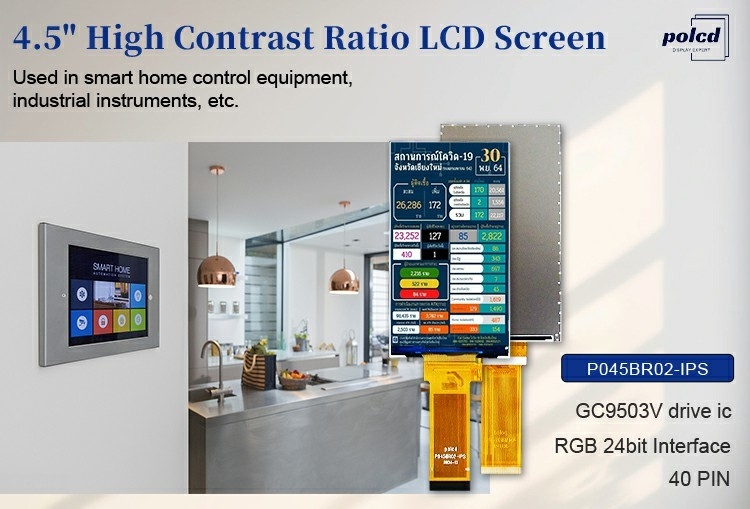 Polcd LCD المصنع 4.5 بوصة 480x854 Gc9503v واجهة Rgb إضاءة عالية IPS TFT شاشة لوحة العرض