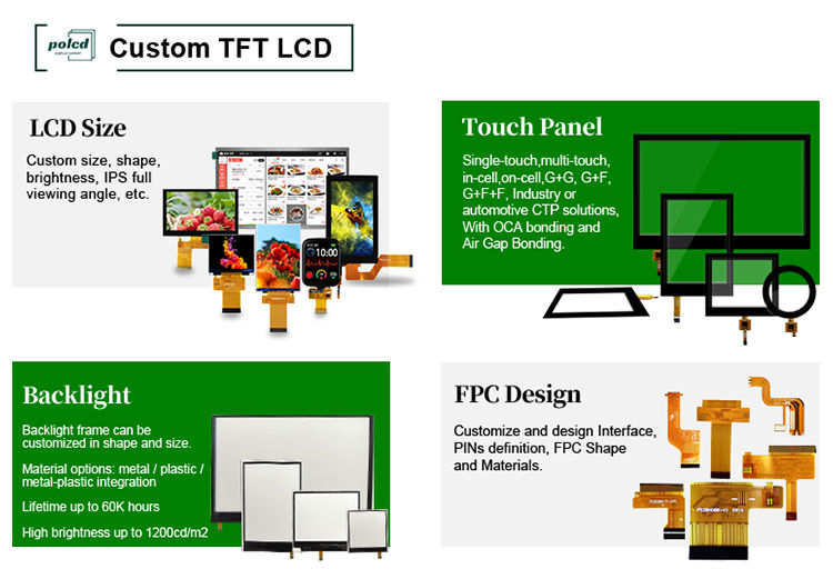 وحدة شاشة LCD TFT مقاس 2.8 بوصة من Polcd بدقة 240*320 واجهة SPI/RGB/MCU ذات 14 سنًا