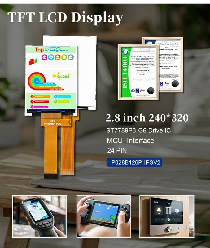 Polcd 2.8 بوصة شاشة LCD 240x320 MCU واجهة عرض واسعة الزاوية TFT وحدة LCD العاكسة مع ST7789P3-G6