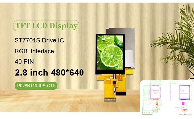 Polcd 2.8 بوصة 480 * 640 وضوح واجهة RGB لوحة لمسة ST7701S LCD TFT Display Module