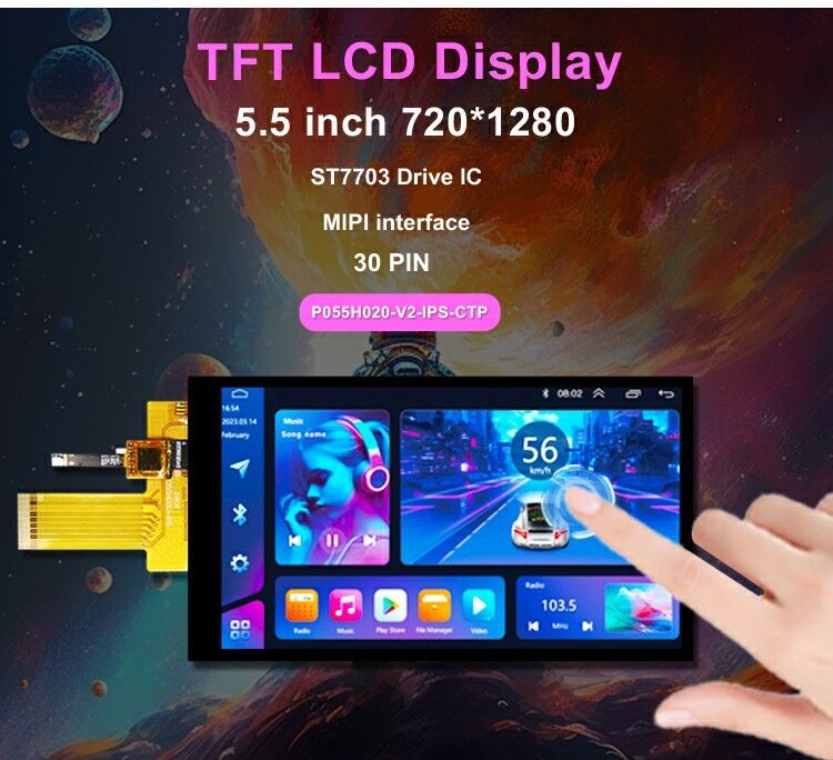 Polcd 5.5 بوصة IPS TFT LCD 720x1280 زاوية مشاهدة كاملة مع واجهة MIPI وحدة عرض LCD