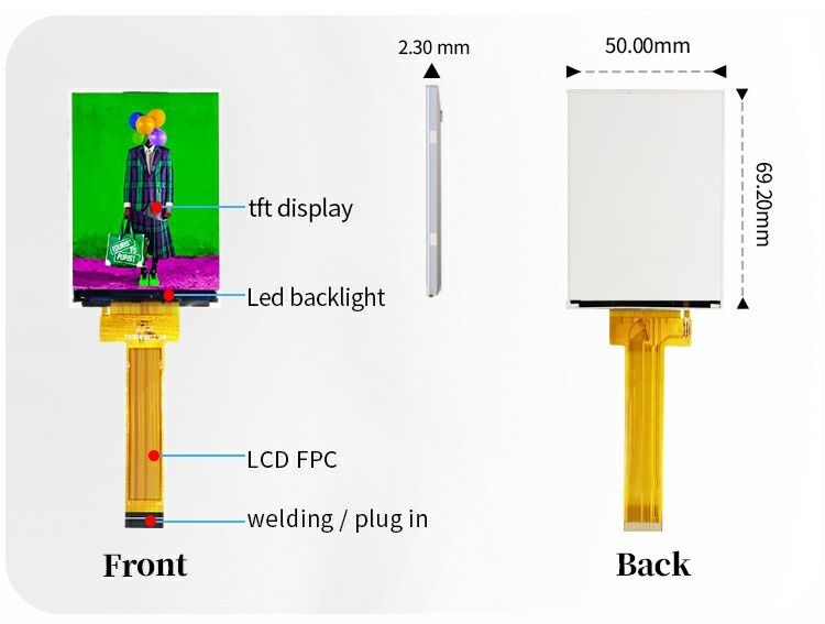 Polcd 2.8 بوصة شاشة TFT 240x320 شاشة IPS عالية التباين 1200: 1 وحدة LCD لوحة TFT