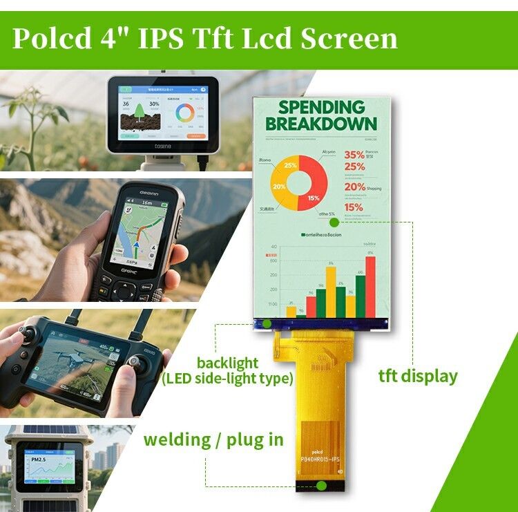 Polcd خصيص RGB 24bit واجهة 4.0 بوصة 480*800 نقطة لون صغير TFT LCD شاشة شاشة