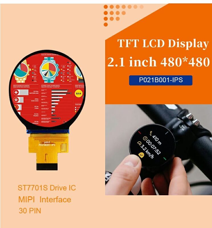 Polcd 2.1 بوصة IPS شاشة LCD مستديرة صغيرة 480 * 480 واجهة Mipi ST7701S الدائرة الدائرية TFT موديل العرض