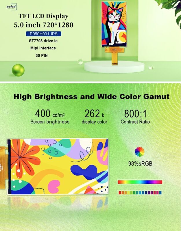 Polcd 5 بوصة TFT Module الشاشة الرأسية 720x1280 واجهة Mipi ST7703 IPS شاشة LCD