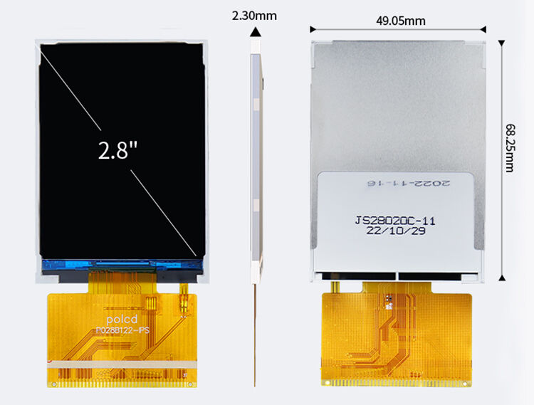 Polcd صغير 2.8 بوصة 240x320 QVGA سطوع عالي 300 نيت واجهة SPI شاشة IPS TFT