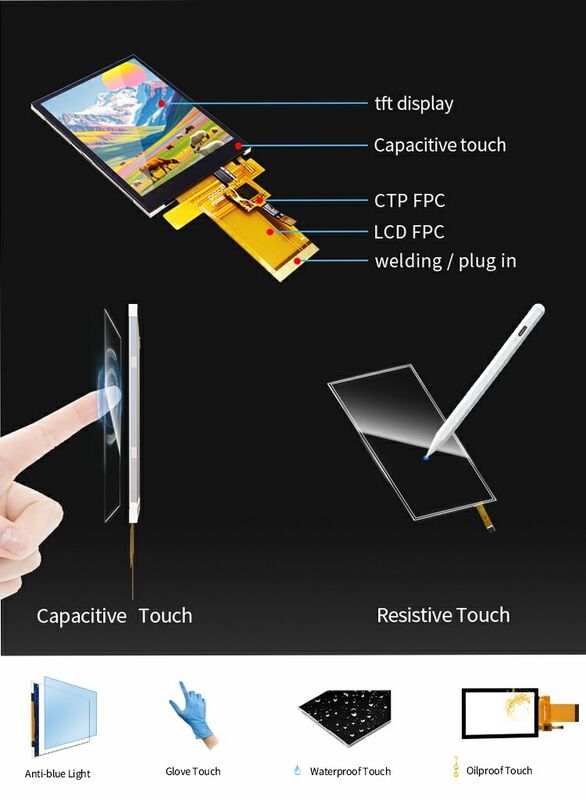 Polcd Custom Industrial 2.8 بوصة لوحة عرض RGB مقاومة للماء وحدات LCD TFT سعة مع شاشة لمسة