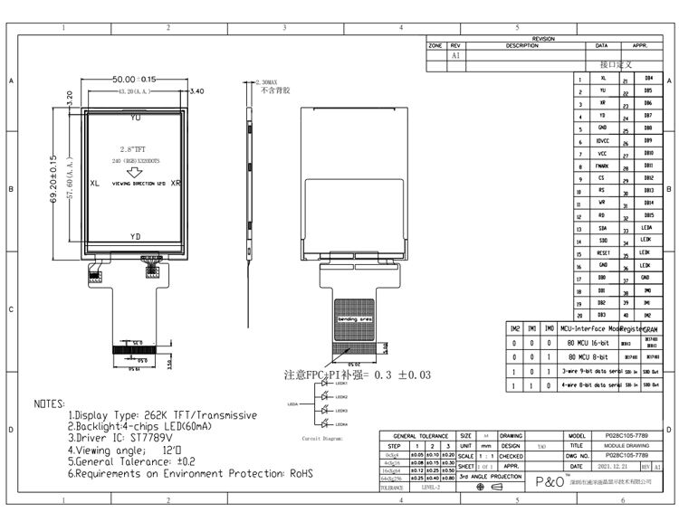 Polcd 2.8 بوصة TN TFT شاشة LCD 240x320 دقة ناقلة MCU SPI ST7789V TFT وحدات شاشة LCD