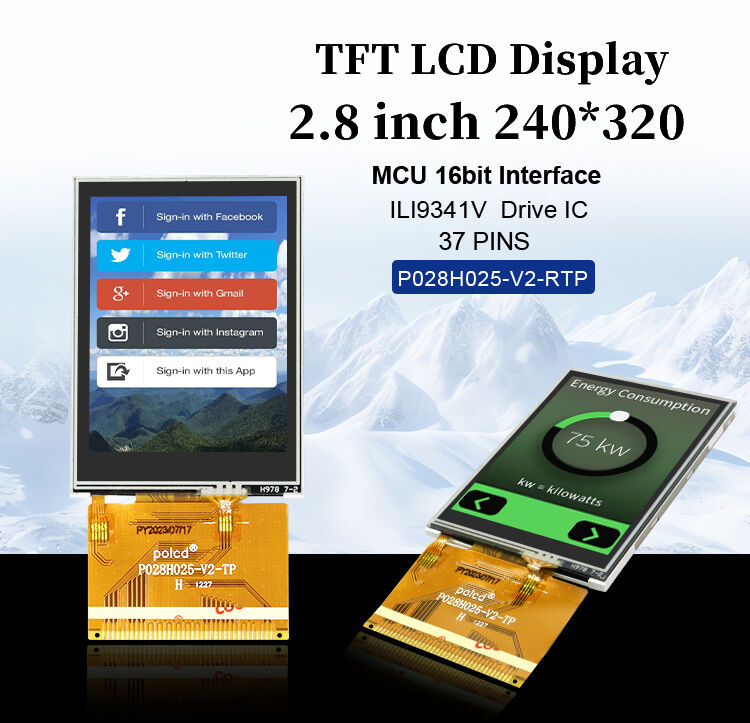 Polcd 240x320 دقة 37 دبوس TFT LCD ILI9341V محرك تشغيل ic شاشة لمس 2.8 بوصة