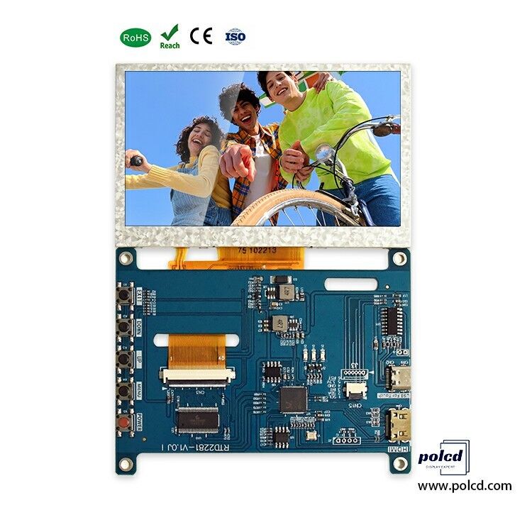 Polcd 4.3 5 بوصة لوحة تحكم HD-MI متعددة الوظائف لوحة تشغيل LCD عالمية لللمس لشاشة Raspberry Pi IPS