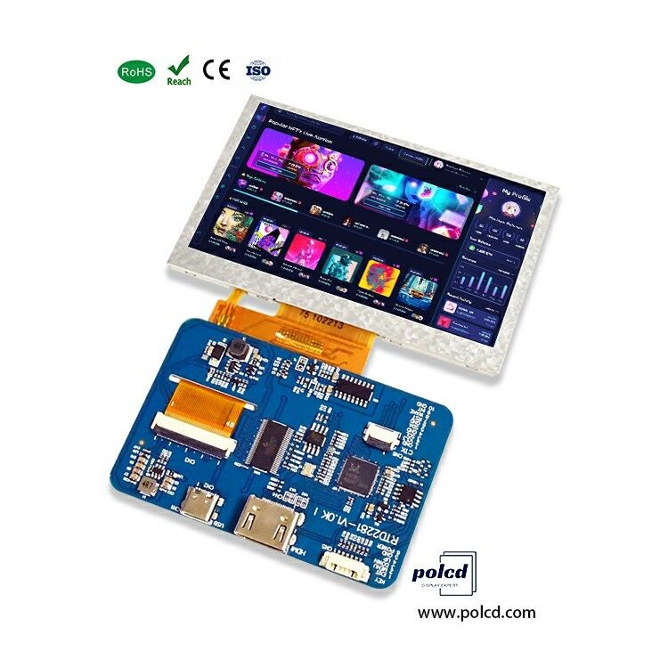 Polcd RTD2281 LCD لوحة للقيادة 5 4.3 بوصة HDM-I 800x480 شاشة تعمل باللمس TFT وحدة عرض ل Raspberry Pi