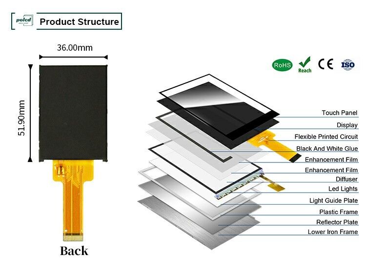 شاشة Polcd للكريستال السائل 2.0 بوصة ميني كامل اللون ST7789 MCU IPS عرض الزاوية الكاملة 240x320 TFT LCD Module
