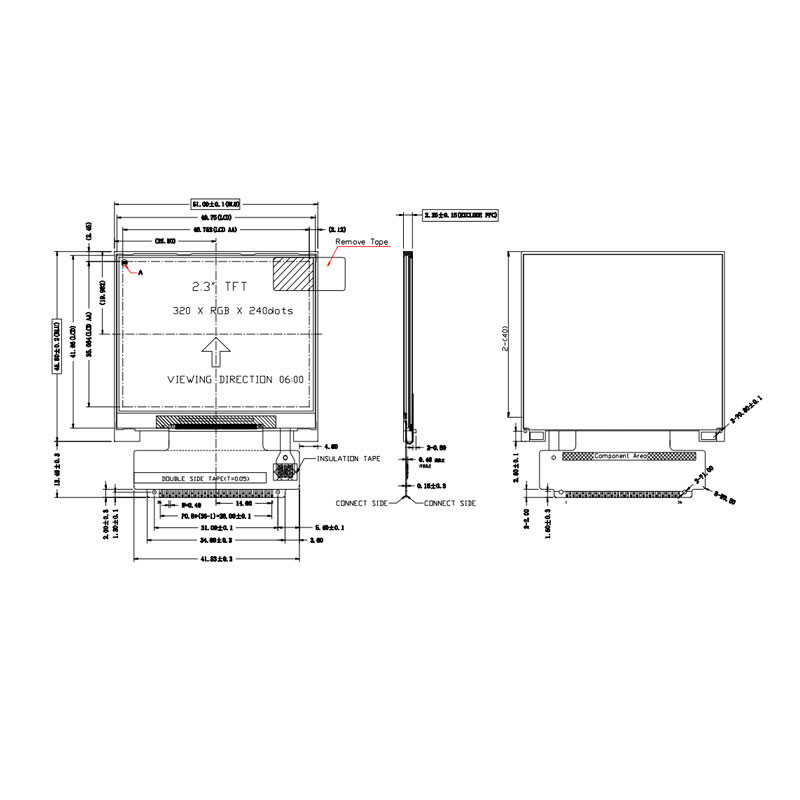 Polcd ILI9342C 2.31 بوصة Lcd 8080 MCU 16 بت 320x240 شاشة LCD 300 شمعة