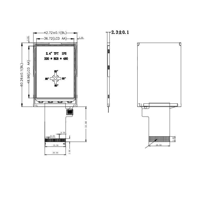 شاشة تعمل باللمس Polcd 350 Nit Tft 2.4 بوصة 16 بت شاشة LCD ISO9001