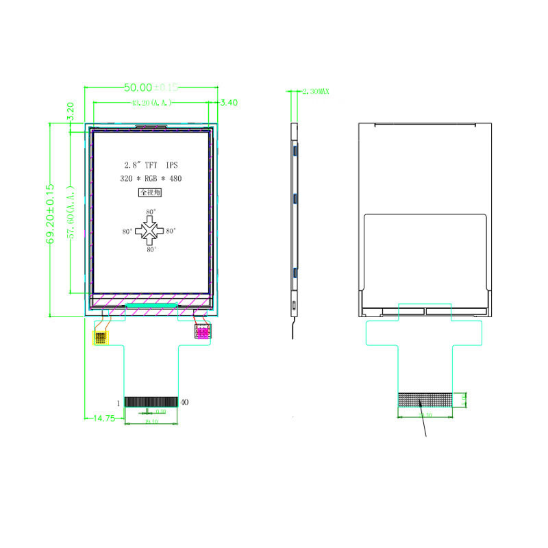 شاشة Polcd 4 أسلاك ST7789V IPS TFT LCD 2.8 Spi Tft وحدة 240X320 بكسل