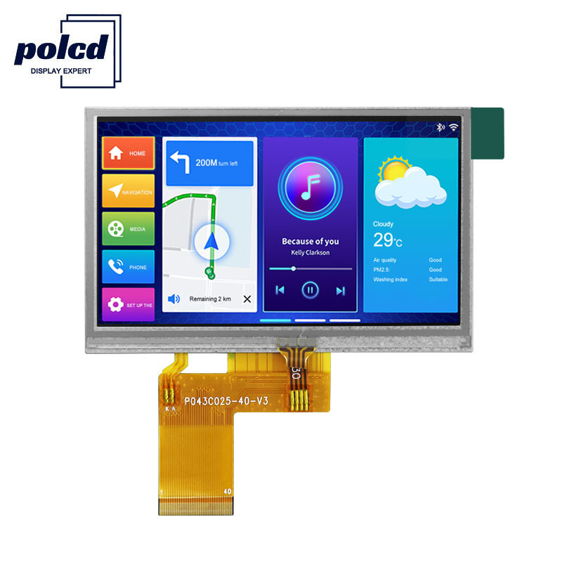 شاشة Polcd ILI6485 480x272 Tft Lcd 4.3 بوصة شاشة لمس مقاومة TFT 40 دبوس