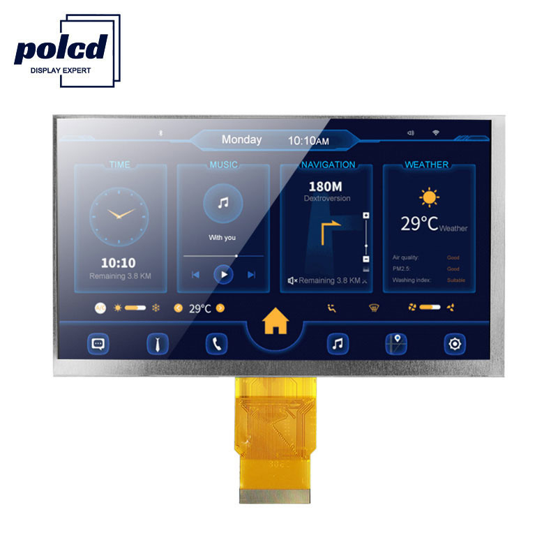 Polcd ISO9001 300 Nits 7 بوصة تعمل باللمس Tft Lcd RGB 24 بت 800x480 شاشة LCD