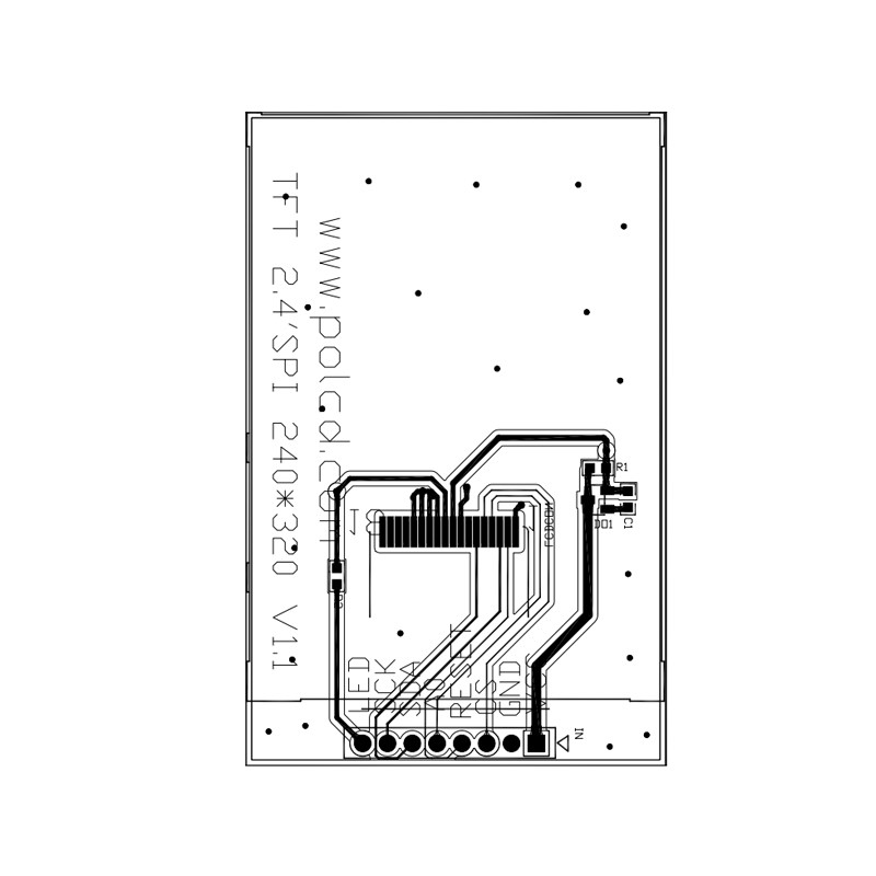 Polcd 18 Pin 2.4 Spi Tft Lcd Display ST7789V2 Tft شاشة تعمل باللمس